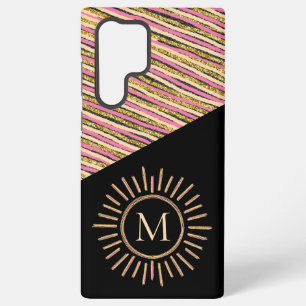 Colourful Monogram Simple Modern Stripes Gold Samsung Galaxy Case