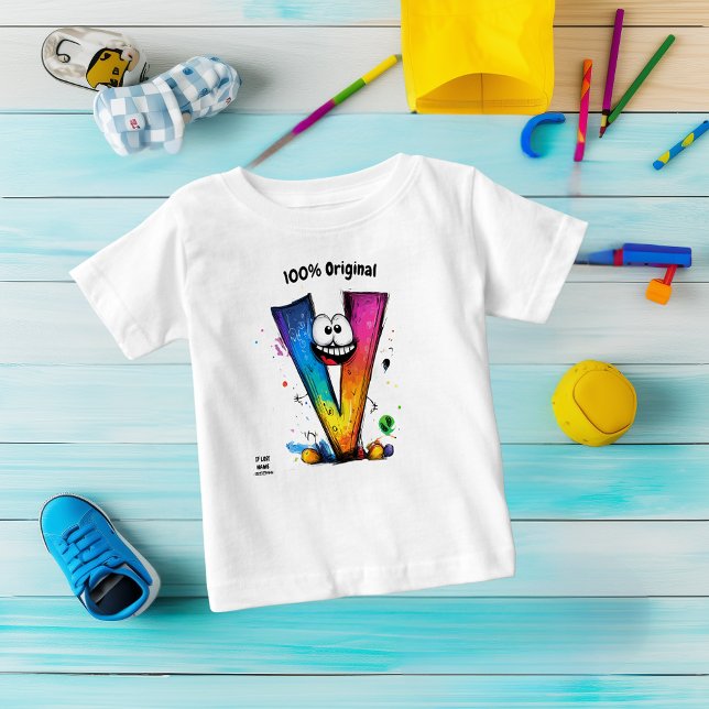 Colourful Monogram V – Fun and Customisable Design Baby T-Shirt (Creator Uploaded)