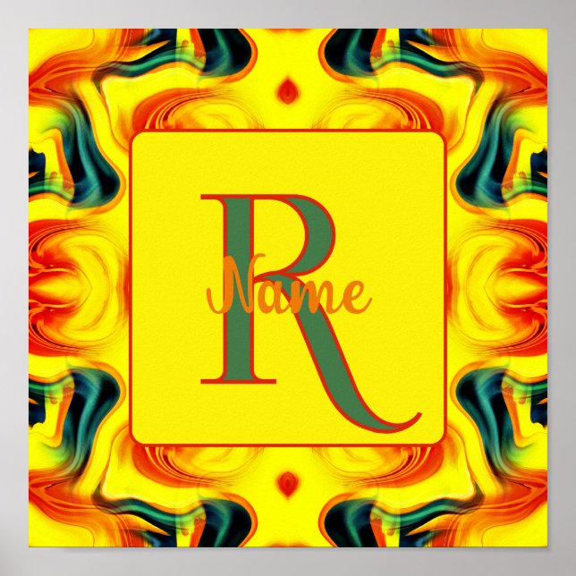 Colourful Monogram Your Initial Name  Poster (Front)
