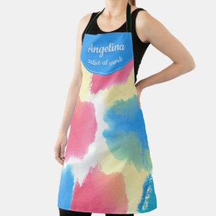 Colourful Monogrammed Artist Adult Paint Party Apron