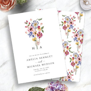 Colourful Monogrammed Floral Save The Date