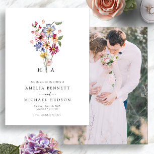 Colourful Monogrammed Photo Save The Date