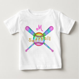 Colourful Monogrammed Softball Shirts for Baby