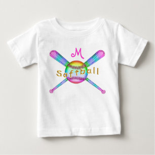 Colourful Monogrammed Softball Shirts for Baby Gir
