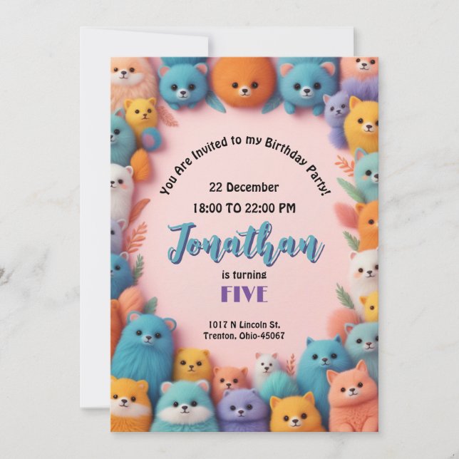 Colourful Monster Birthday Bash Party Invitation (Front)