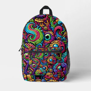 Colourful monster patterns printed backpack