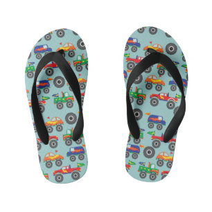 Colourful Monster Trucks Boy Flip Flops