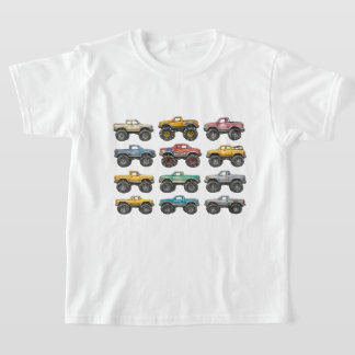 Colourful Monster Trucks Grid Kids T-Shirt