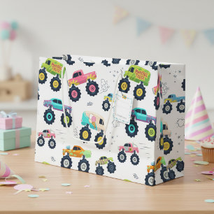 Colourful Monster Trucks Watercolor Large Gift Bag