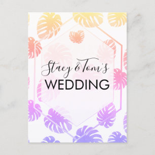 Colourful Monstera Hand Drawn Botany Wedding Postcard