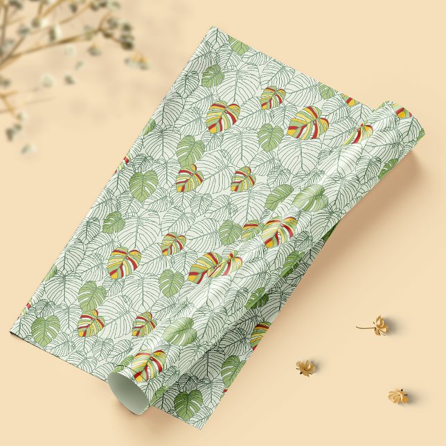 Colourful Monstera Leaves Jungle Wrapping Paper (Creator Uploaded)