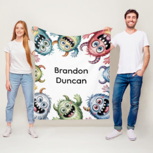 Colourful Monsters 3rd. Birthday Party Gift Fleece Blanket