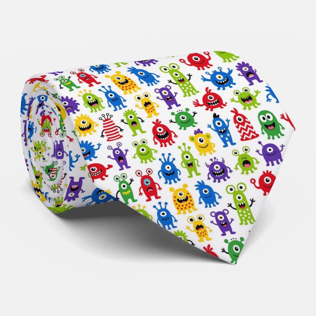 Colourful Monsters | Teacher or School Principal Tie (Rolled)