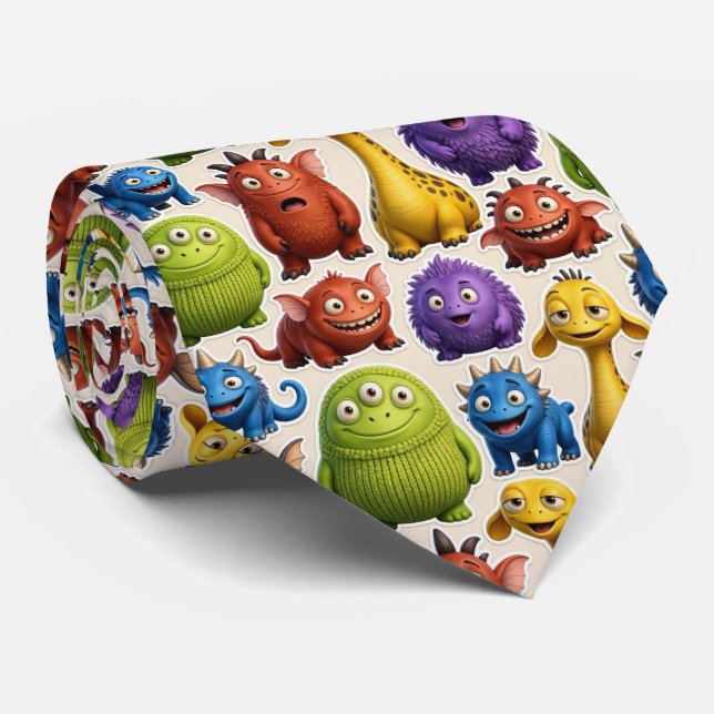 Colourful Monsters | Teacher or School Principal Tie (Rolled)