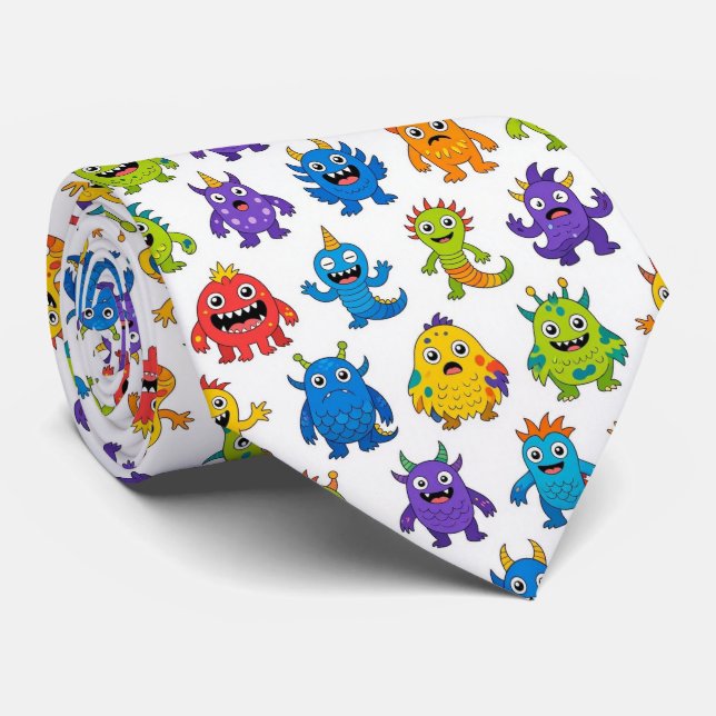 Colourful Monsters | Teacher or School Principal Tie (Rolled)