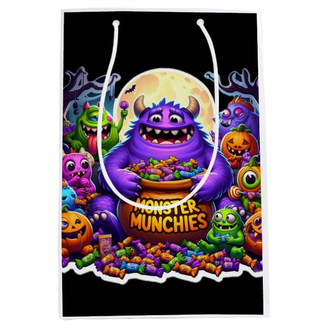 Colourful monsters with candy Halloween  Medium Gift Bag (Front)