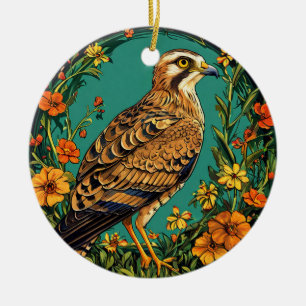 Colourful Montagu's harrier Bird Ceramic Tree Decoration