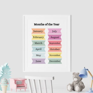 Colourful Months of the Year Educational Poster