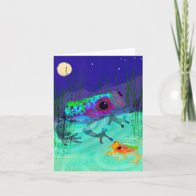 Colourful Moon Frogs BLANK Greeting Card (Front)