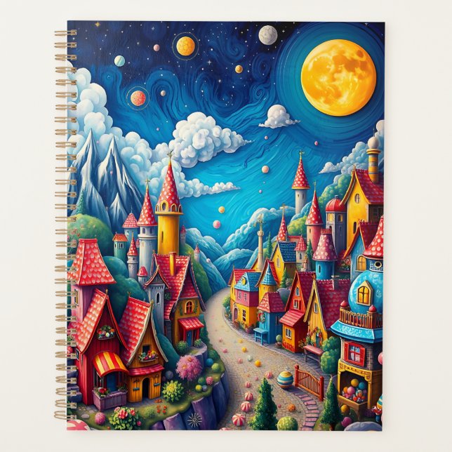 Colourful Moonlit Candy Land & Magical Village Planner (Front)