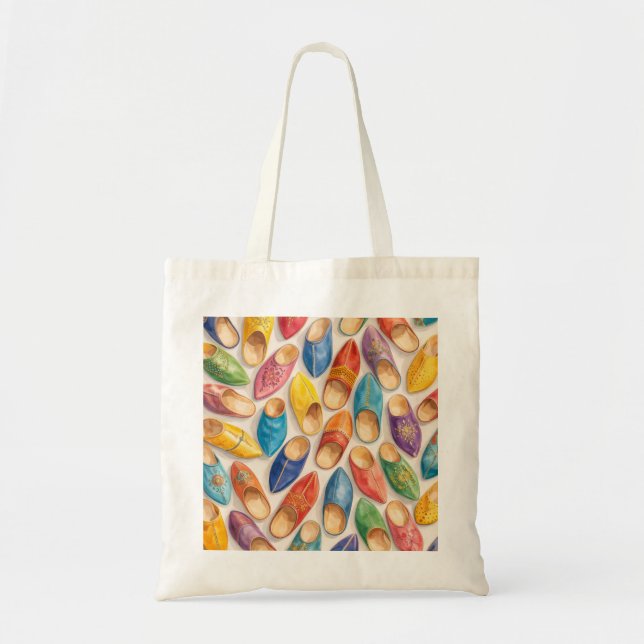 Colourful Moroccan Babouche Slippers Tote Bag (Front)