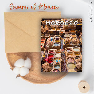 Colourful Moroccan Fes Medina Leather Tanneries Postcard