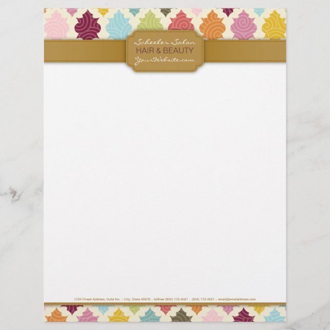 Colourful Moroccan Quatrefoil Custom Letterhead (Front)