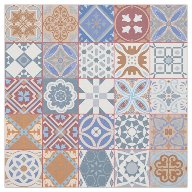 Colourful Moroccan tile Fabric (Swatch)