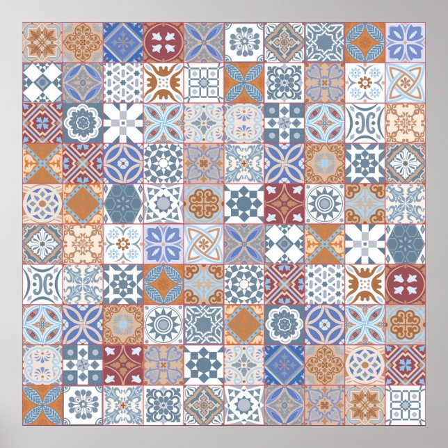 Colourful Moroccan tile Poster (Front)