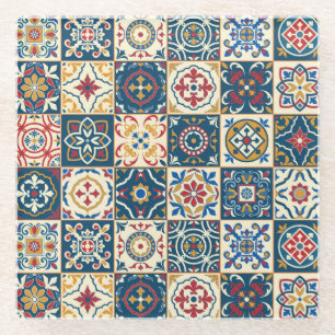 Colourful Moroccan tiles, gorgeous seamless patter Glass Coaster