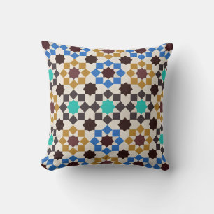 Colourful Moroccan Zellige Geometric Mosaic Cushion