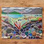 Colourful Mosaic<br><div class="desc">This unique jigsaw puzzle is decorated with an abstract landscape mosaic in bright colours and earth tones.
The original mosaic was made with tiny pieces of glass, pebbles and found objects.
Original Mosaic © Michele Davies.</div>