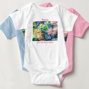 Colourful Mosaic Art Koi Pond with Flowers T-Shirt Baby Bodysuit