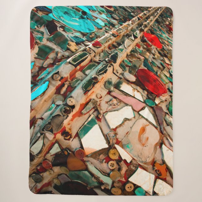 Colourful Mosaic Art Sherpa Blanket (Front)