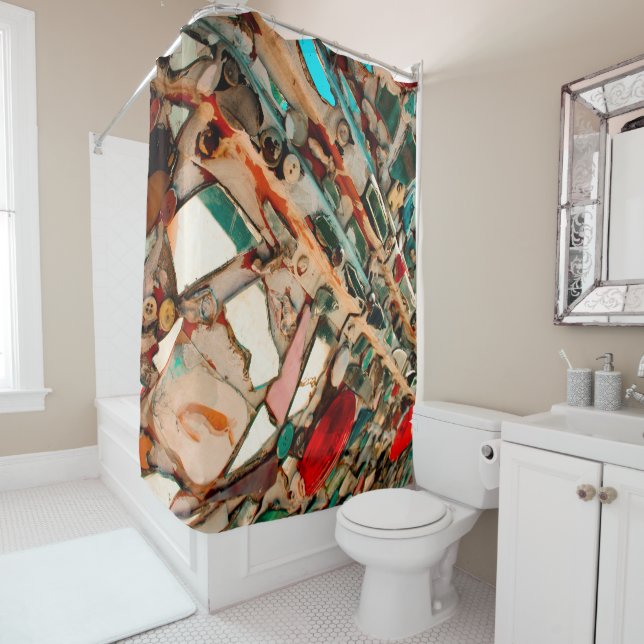 Colourful Mosaic Art Shower Curtain (In Situ)