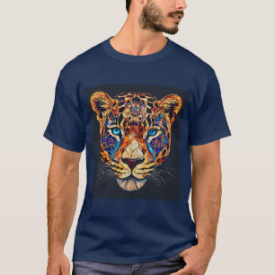 Colourful Mosaic Artwork of a Leopard Head T-Shirt