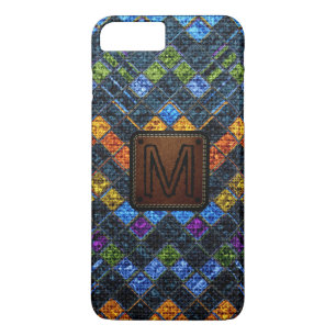 Colourful Mosaic Burlap Elegant Leather Look #9 Case-Mate iPhone Case