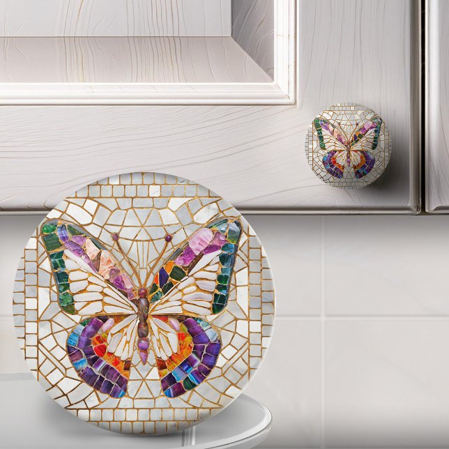 Colourful Mosaic Butterfly  Ceramic Knob (Creator Uploaded)
