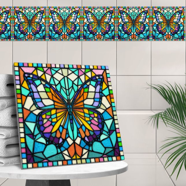 Colourful Mosaic Butterfly  Tile (Creator Uploaded)