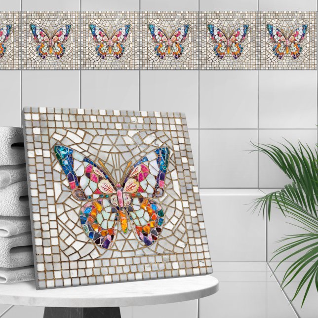 Colourful Mosaic Butterfly  Tile (Creator Uploaded)