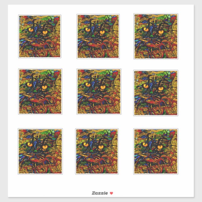 Colourful Mosaic Cat Art Prin (Sheet)