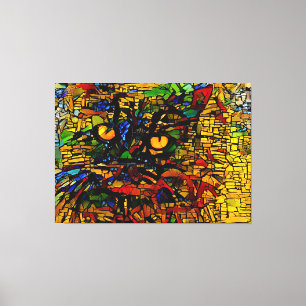 Colourful Mosaic Cat Art Prin Canvas Print