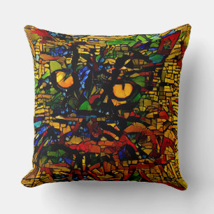 Colourful Mosaic Cat Art Prin Cushion