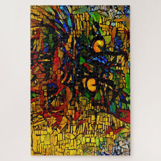 Colourful Mosaic Cat Art Prin Jigsaw Puzzle