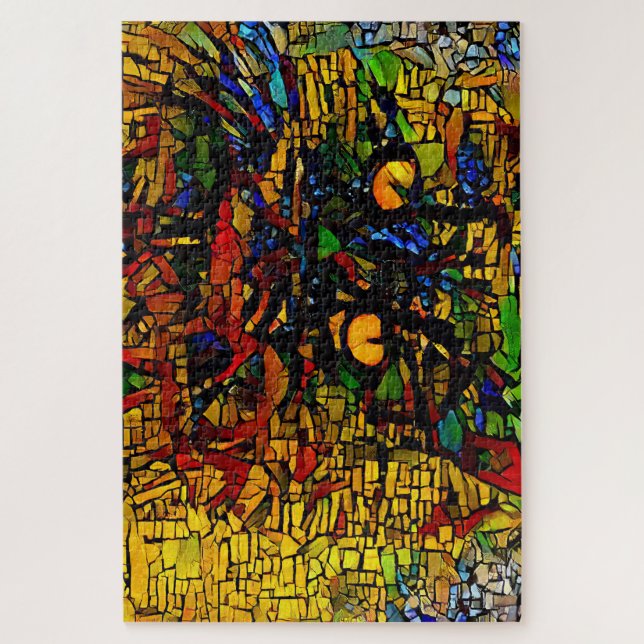 Colourful Mosaic Cat Art Prin Jigsaw Puzzle (Vertical)