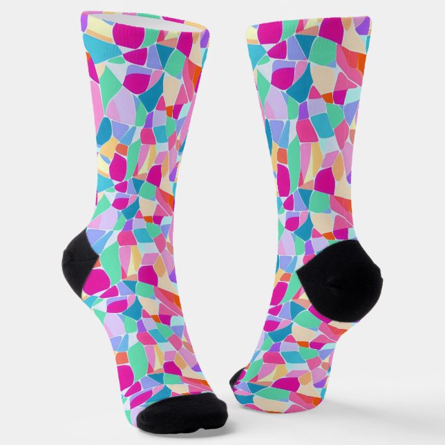 Colourful Mosaic Colours Pattern Socks (Angled)