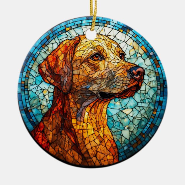 Colourful Mosaic Dog Ceramic Tree Decoration (Front)