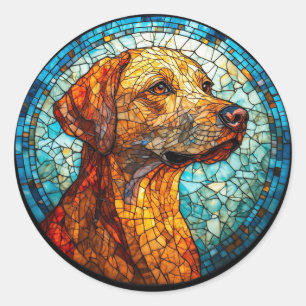 Colourful Mosaic Dog Classic Round Sticker
