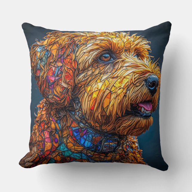 Colourful Mosaic Dog Cushion (Front)