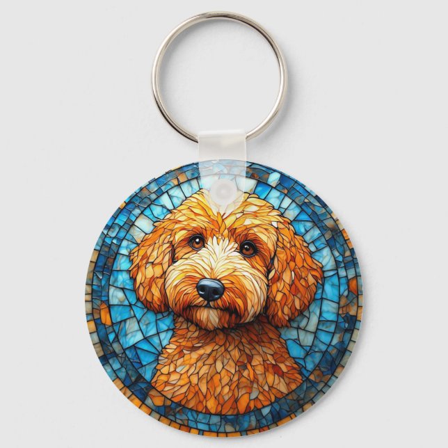 Colourful Mosaic Dog Key Ring (Front)